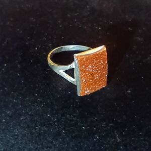 Goldstone Gold Square Ring